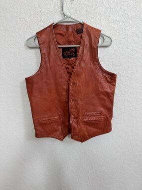 Vintage Upstream Brown Leather  Vest Medium